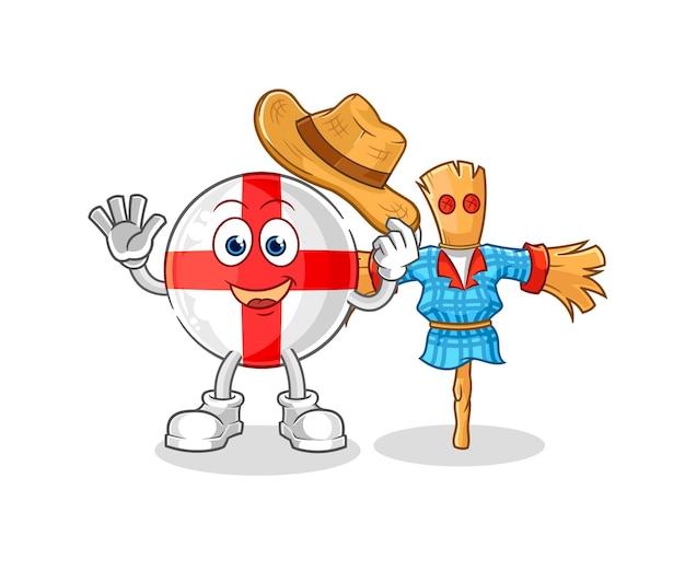Inglaterra con vector de personaje de dibujos animados de espantapájaros