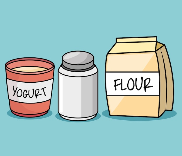 ingredientes del desayuno carácter estilo kawaii