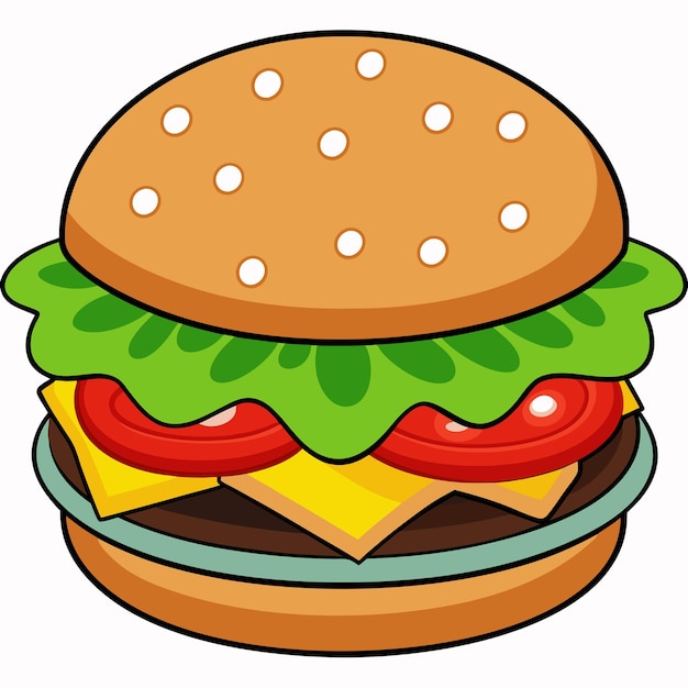 Ingredientes de hamburguesas Icono vectorial Ilustración Icono de alimentos Concepto aislado Vector premium Estilo plano de dibujos animados