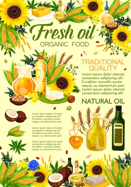 Ingredientes vegetales y vegetales de aceite natural