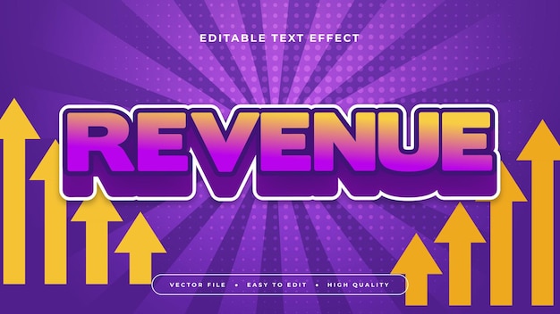 Ingresos amarillo y púrpura violeta estilo de fuente de efecto de texto editable en 3D