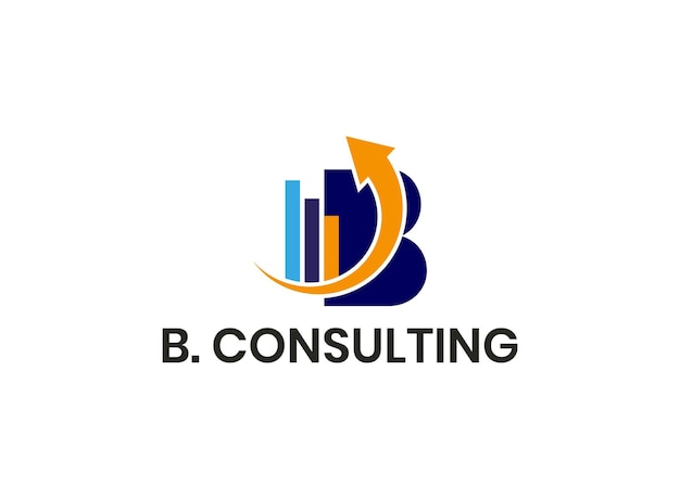 Inial B con el logotipo de Consulting en el diseño de la empresa comercial