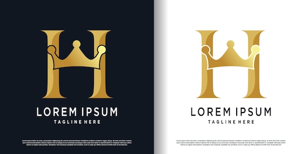 Inicial un diseño de logotipo con concepto de elemento de corona vector premium