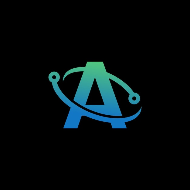 Una inicial de estilo tecnológico Digital A para el símbolo tecnológico Un diseño de logotipo tecnológico