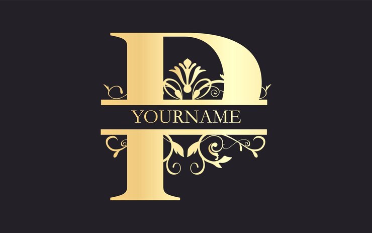 Vector inicial floral split letter monograma lujo invitación de boda monograma diseño color dorado