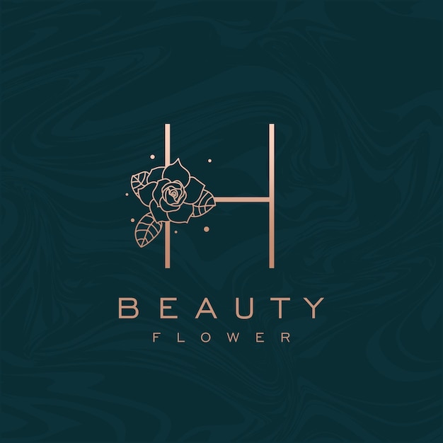 Inicial H Flor Belleza Carta Logo Mármol Diseño Vector