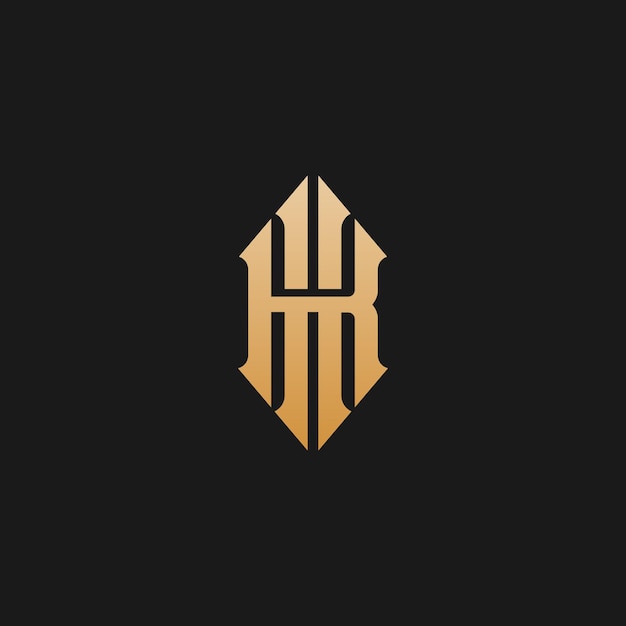 Inicial KH HK Monogram Logo Plantilla Vector Ilustración Aislada en Fondo Blanco Negro