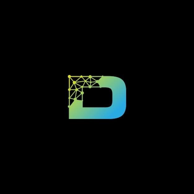 Inicial letra D tecnología logotipo plantilla D diseño de logotipo tecnológico