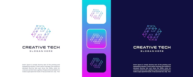 Inicial de la letra H del logotipo con concepto de tecnología mínima