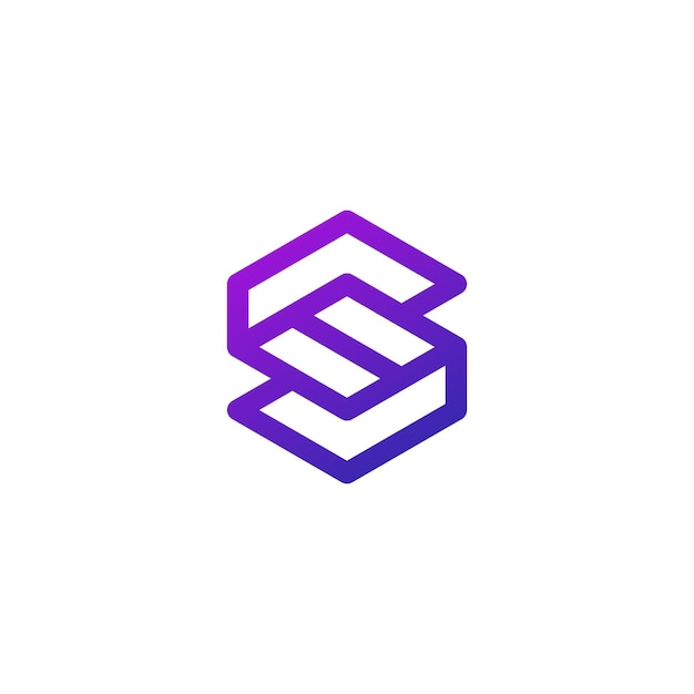 Inicial de la letra S con diseño de logotipo en forma de hexágono