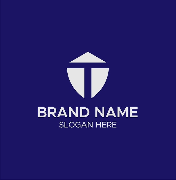 Inicial de la letra T Escudo Monograma Logotipo
