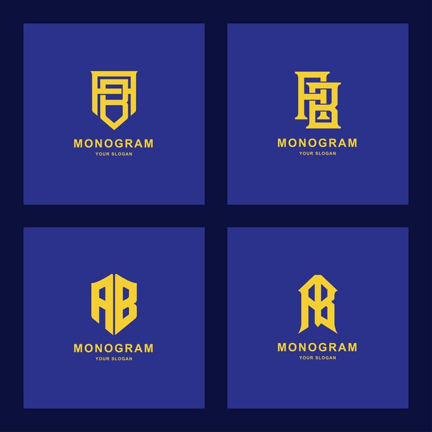 Inicial del logotipo de la plantilla de letras Monogram AB o BA para ropa, ropa, marca