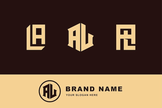 Inicial del logotipo de la plantilla del monograma de las letras AL o LA para ropa, prendas de vestir, marca