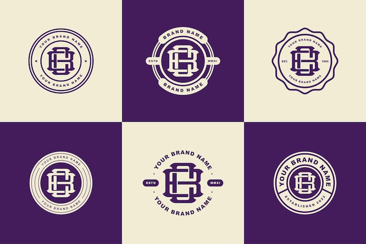 Vector inicial del logotipo de la plantilla del monograma de las letras bc o cb, diseño de placa para ropa, prendas de vestir, marca