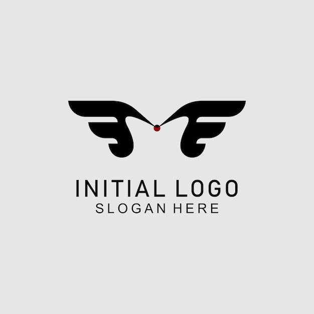 Vector inicial m con diseño de logotipo de alas