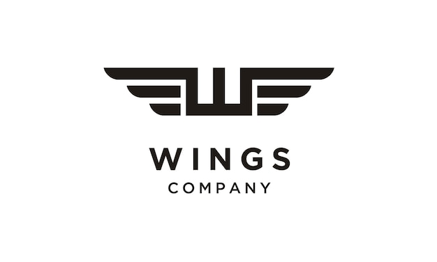Inicial / Monograma W con el diseño del logotipo de Wings