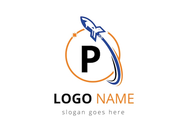 Inicial P monograma letra alfabeto con un diseño de logotipo Rocket icono de fuente emblema vector moderno