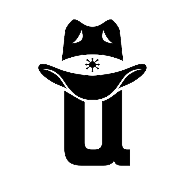 Inicial A con sombrero de vaquero Elemento de diseño para el logotipo Emblema camiseta Ilustración vectorial