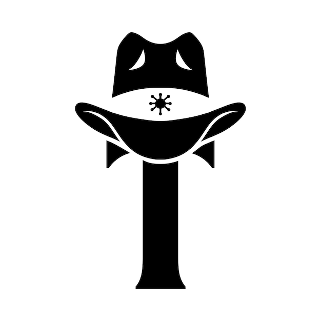 Inicial A con sombrero de vaquero Elemento de diseño para el logotipo Emblema camiseta Ilustración vectorial