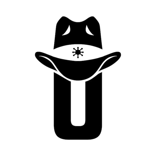 Inicial A con sombrero de vaquero Elemento de diseño para el logotipo Emblema camiseta Ilustración vectorial