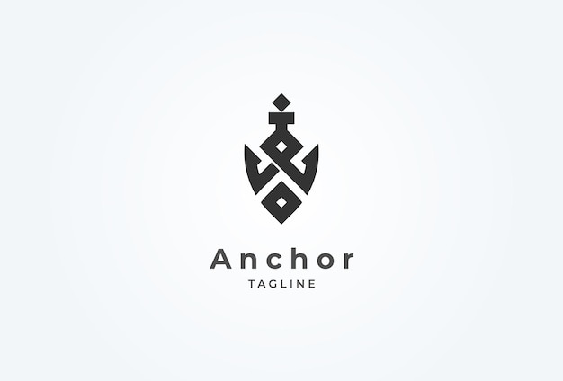 Inicial W Diseño de la letra W del logotipo de anclaje con combinación de anclaje plantilla de diseño plano del logotipo