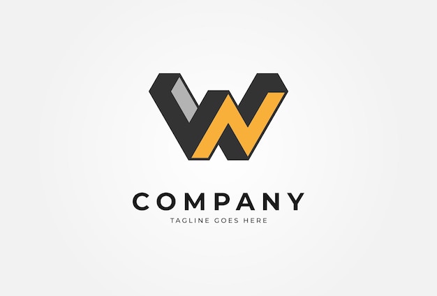 Inicial WN Logo Letra WN con inspiración para el logotipo de diseño 3D