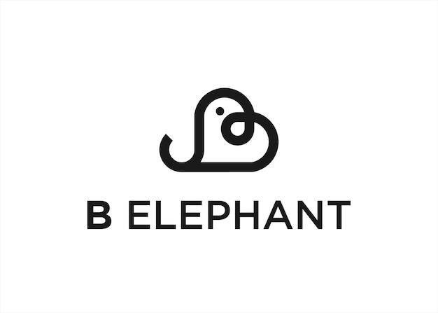 Iniciales b diseño de logotipo de elefante ilustración vectorial