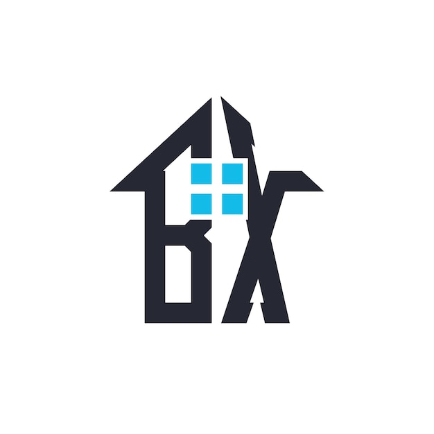 Iniciales BX Diseño del logotipo de la casa Letra creativa BX con icono de la casa para propiedades inmobiliarias y marca comercial