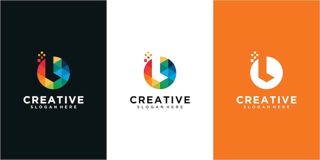 Iniciales creativas letra l colorido logotipo poligonal e icono vectorial