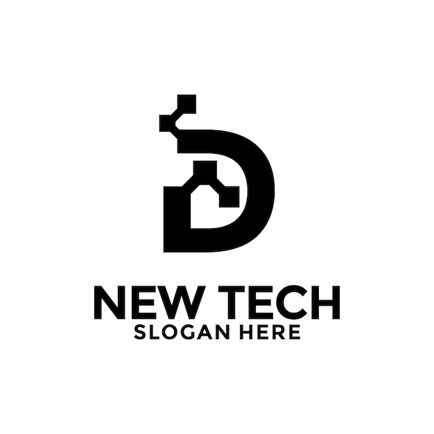 Iniciales D Logotipo de la tecnología Tecnología moderna plantilla del logotipo inicial