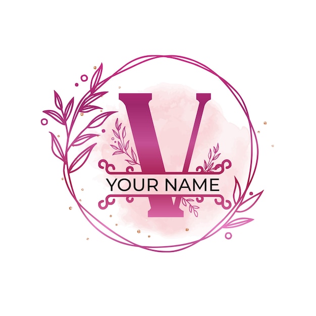 Iniciales Floral Monograma de bodas Logotipo editable Logotipo personalizado Elegante prefabricado