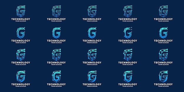Iniciales G tecnología logo diseño conjunto colecciones