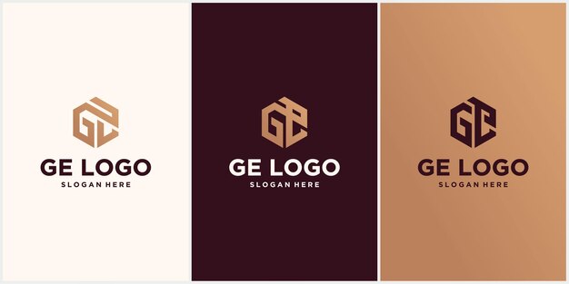 Iniciales GE hexagonal logo Monogram
