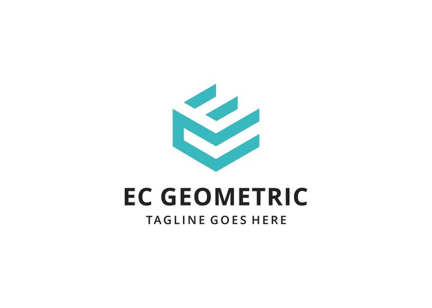 Iniciales de ilustración abstracta moderna creativa plantilla de diseño de logotipo geométrico de signo ce