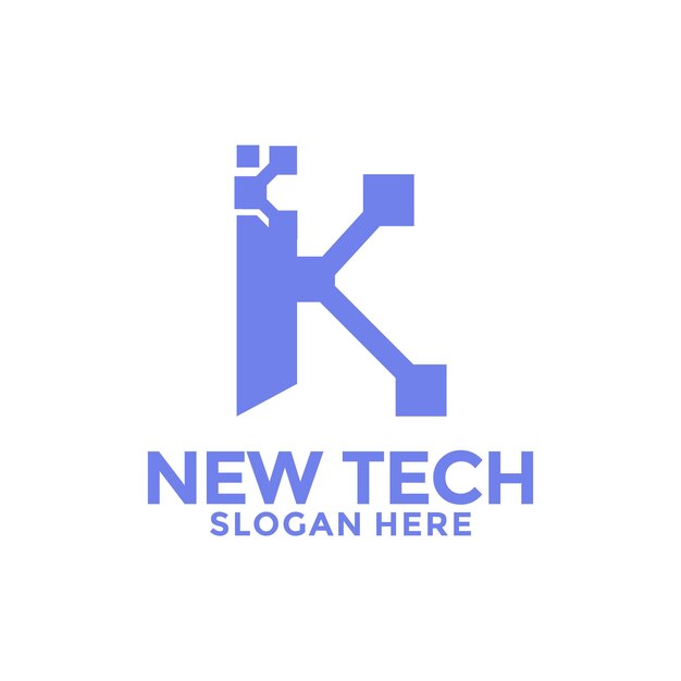 Iniciales K Logotipo de la tecnología Tecnología moderna plantilla del logotipo inicial
