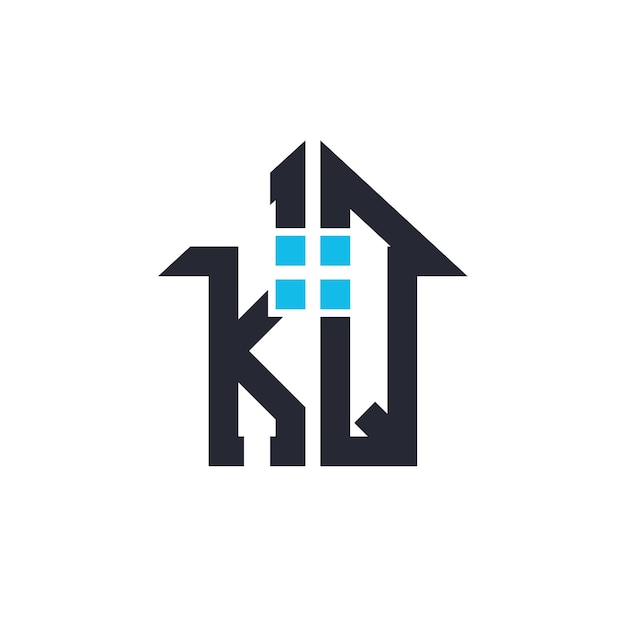 Iniciales KQ House Logo Design Carta creativa KQ con icono de la casa para propiedades inmobiliarias y marca comercial