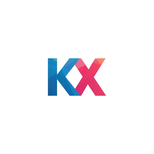 las iniciales kx, la letra monograma, el icono del logotipo