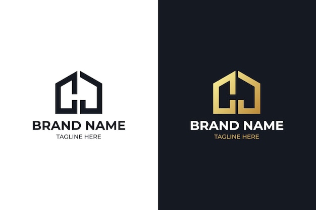 Iniciales letra CJ agente inmobiliario, bienes raíces y diseño de logotipo de negocio de propiedad