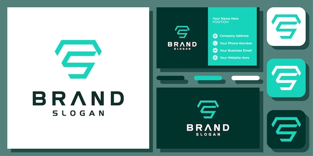 Iniciales Letra CS SC Geométrico Moderno Simple Resumen Monograma Icono Diseño de logotipo con tarjeta de visita