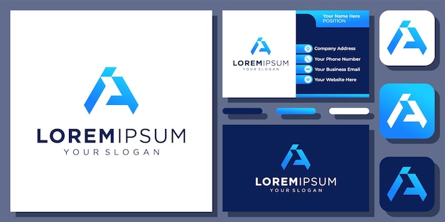 Iniciales Letra IA Triángulo Colorido Geométrico Abstracto Moderno Diseño de logotipo vectorial con tarjeta de visita