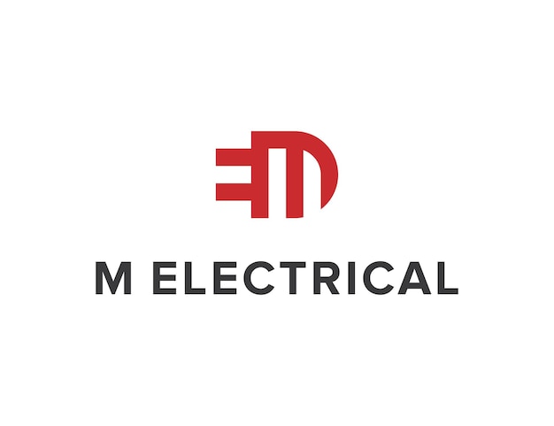 iniciales de la letra m y letra oculta e eléctrico simple elegante creativo geométrico moderno diseño de logotipo