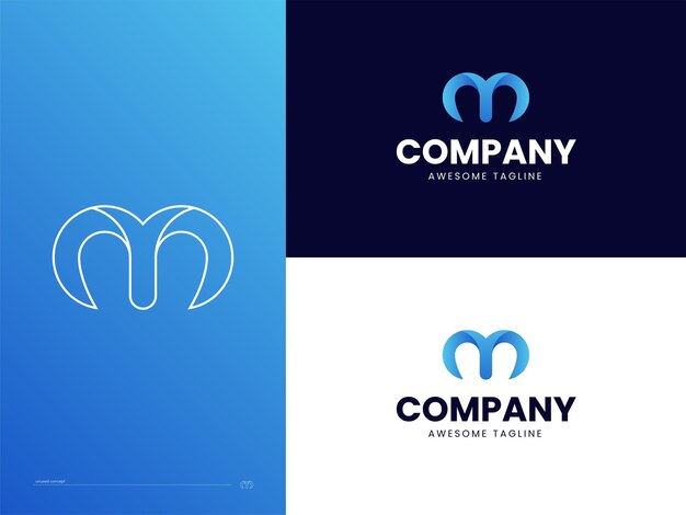 Iniciales letra M monograma logo vector diseño Vector Premium