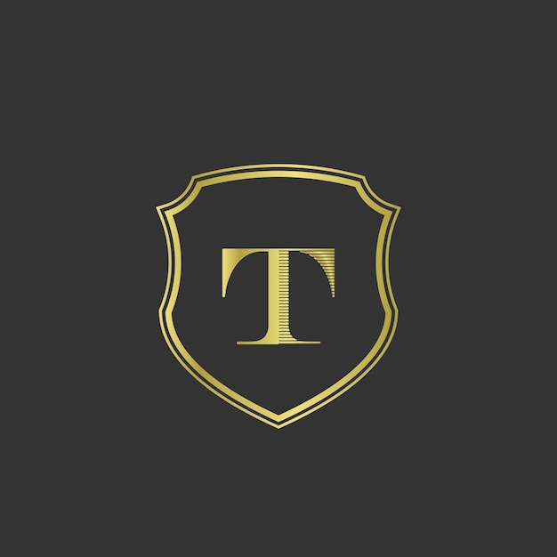iniciales letra T elegante logo dorado
