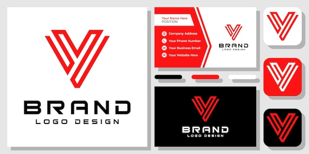 Iniciales Letras VY YV Monograma Triángulo Geométrico Icono Abstracto Diseño de logotipo Plantilla de tarjeta de visita