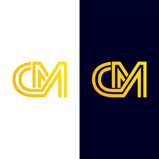 Vector iniciales logo letra cm con estilo limpio y moderno