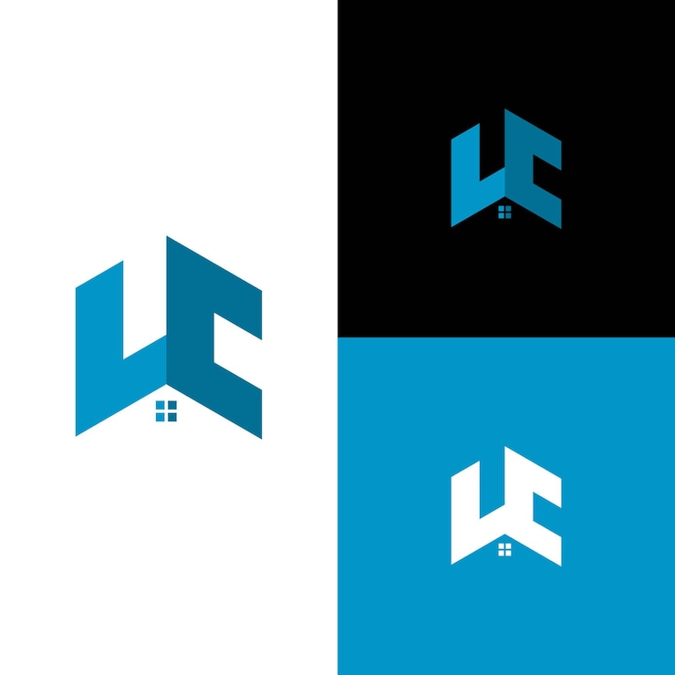 Vector iniciales del logotipo letra lc logotipo moderno y limpio en forma de casa en la azotea