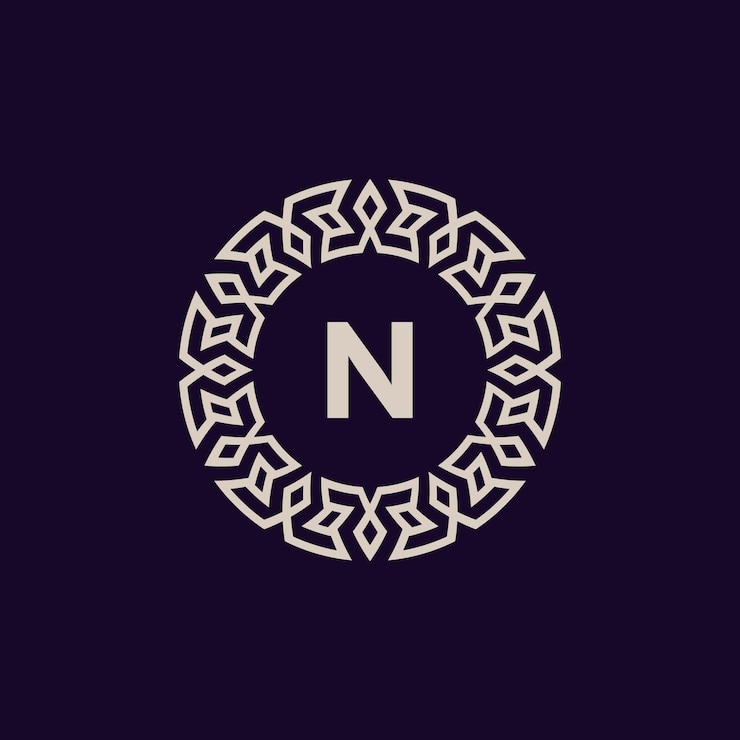 Vector las iniciales del logotipo letra n emblema de círculo elegante y moderno.