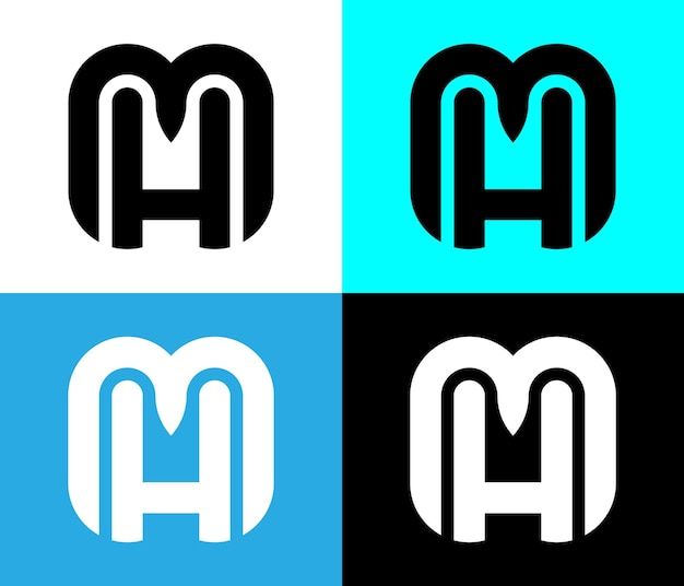 las iniciales MH Varias letras monograma crean un fuerte logotipo comercial