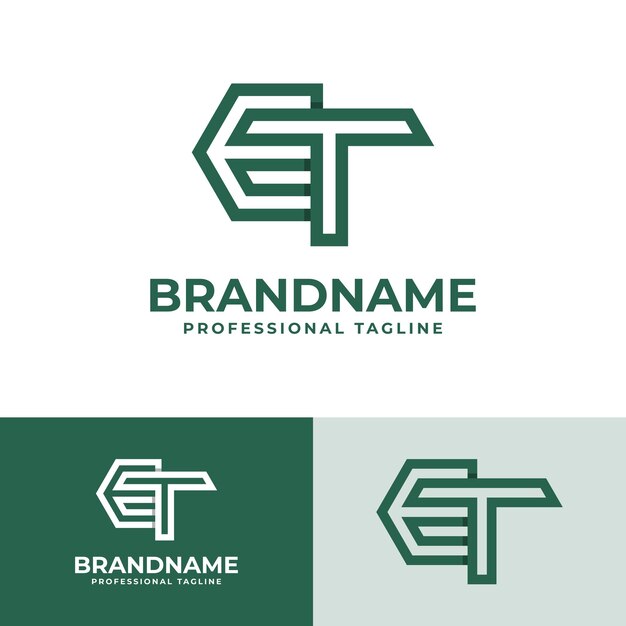 Iniciales modernas ET Logotipo adecuado para negocios con las iniciales ET o TE