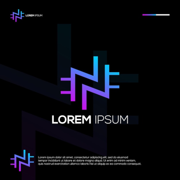 Iniciales n diseño de logotipo abstracto